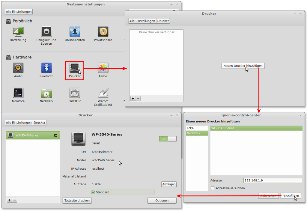 Linux Mint: Neuen Drucker hinzufügen