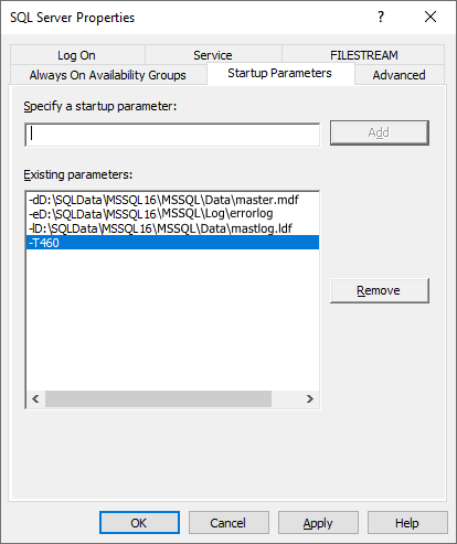MSSQL Startup Option Trace-Flag 460